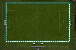 Automower EPOS technology (football field with graphics) square format for website